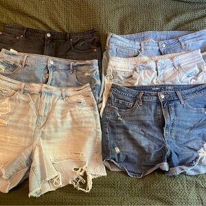 Distressed Jean Shorts in Black and Blue